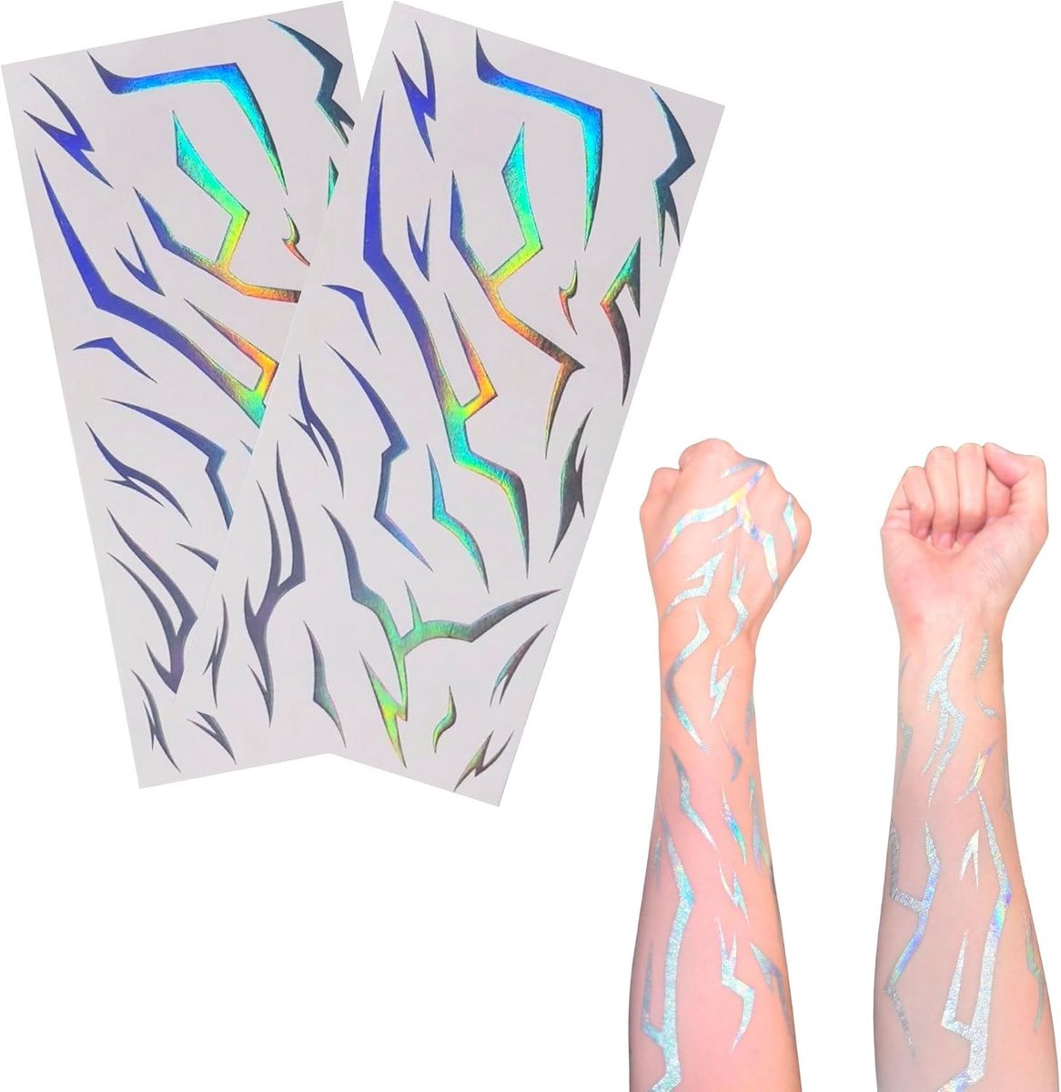 2 vellen KPOP tijdelijke demonen tattoos, laser demonenenergie kostuum patroon, anime patroon tatoeages stickers - ShopVlot