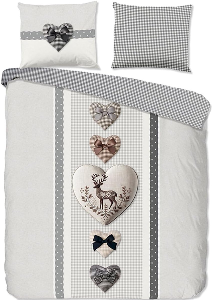 Good Morning Dekbedovertrek Katoen Renforcé Bernet - grey 200x200/220cm - ShopVlot