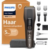 Philips Hair Clipper 9000 Series Tondeuse – Gelijkmatig en Nauwkeurig Knippen - 28 Lengte‑instellingen - Zelfslijpende Titanium Mesjes - Precision Fade Tools - PowerAdapt Sensor - Tot 180 Min. Draadloos Gebruik & 4‑delige Barber Kit – HC9722/15