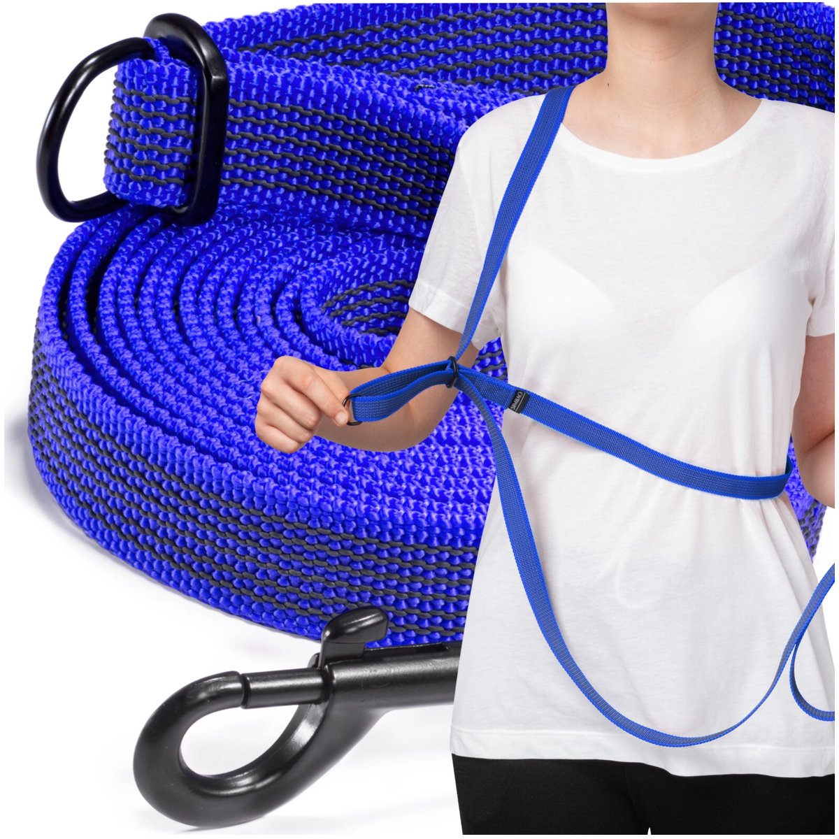 Verstelbare Hondensnoer 3m - Joggen, Training, Antislip - Blauw