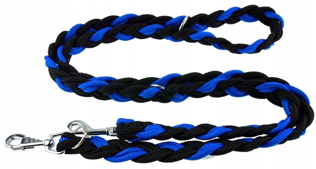 Champion Gevlochten Hondensnoer 2.5m Verstelbaar Zwart Blauw