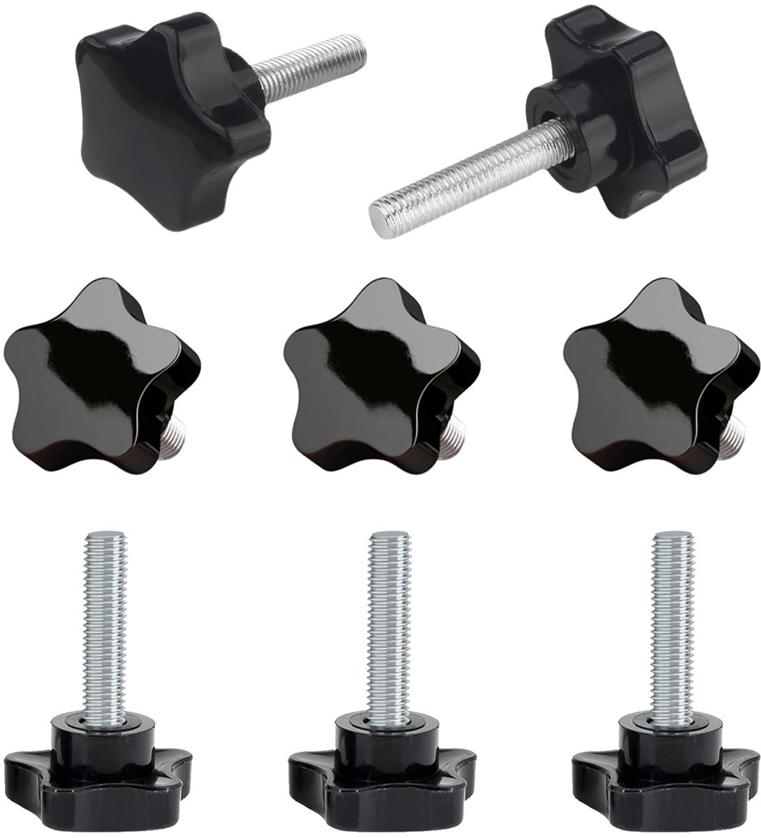 M12 Star Grip Screws, 8 Pieces M12 x 30 mm Knurled Screw with Handle, Star Screw, Star Handle, Nut Male Thread Clamp - ShopVlot
