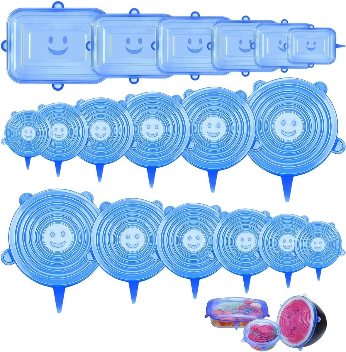 18stk Universele Siliconen Vershouddeksel, Silicone Stretch Deksels Pakket - ShopVlot