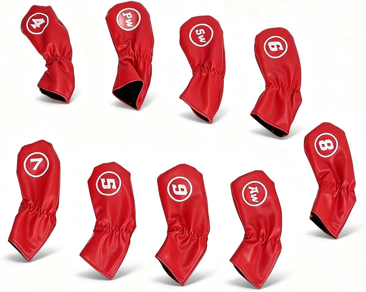 9Pcs Golf Head Cover Club Iron Putter Head Protector Set PU Waterproof Golf Club Head Cover For Right Left Handed - ShopVlot