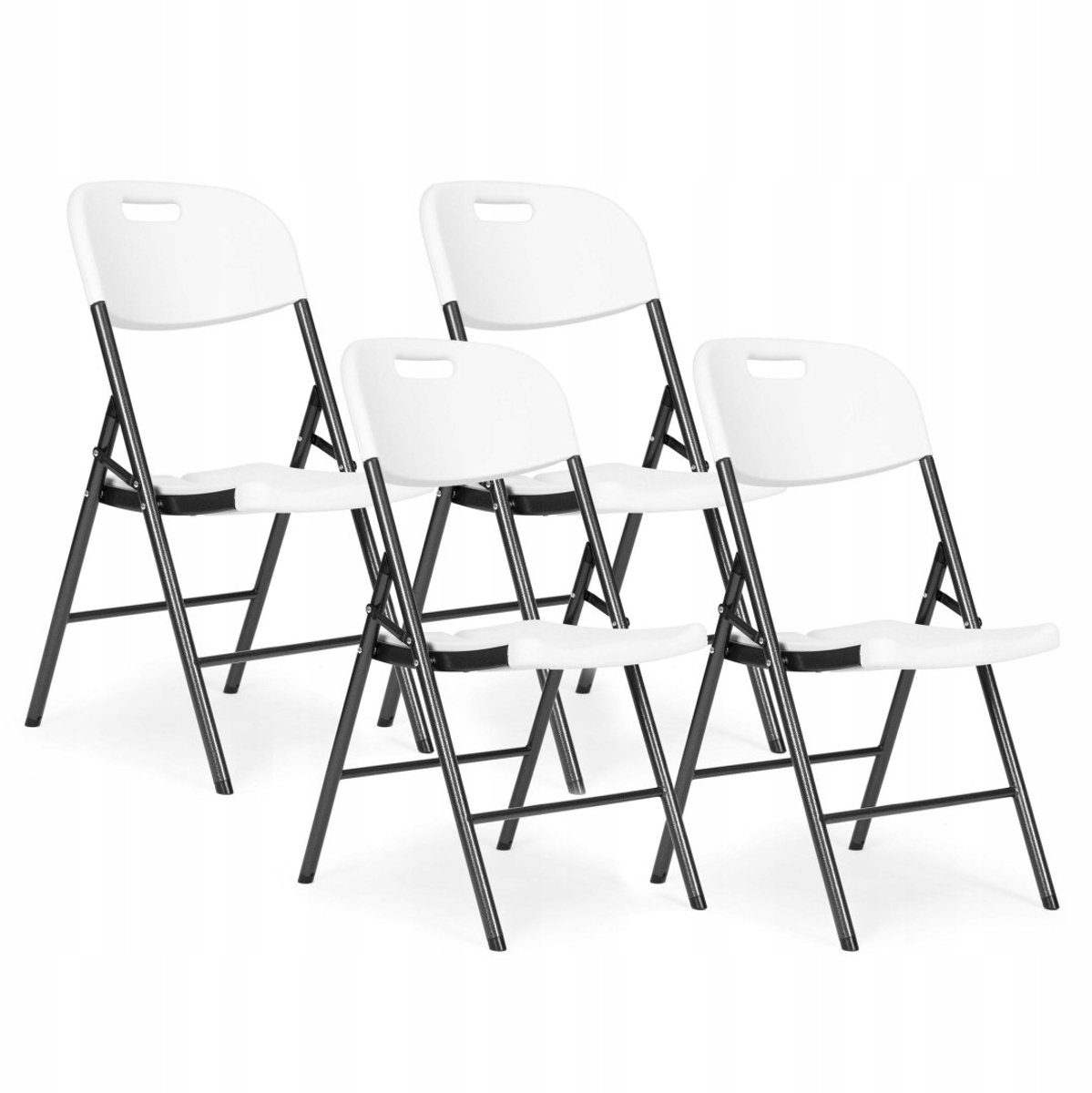 Set van 4 Opvouwbare Cateringstoelen - Metaal & HDPE - Wit