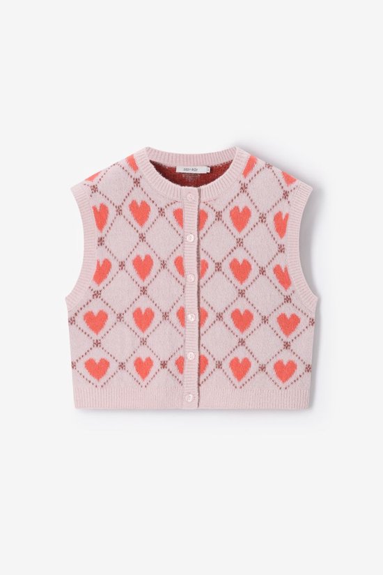 Lichtroze Wollen Spencer Met Hartjes