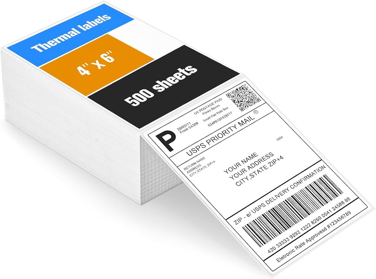 Shipping Labels 4 x 6 Thermal Labels 100x150mm, 500pcs Waterproof Shipping Labels for Thermal Printers, Thermal Labels - ShopVlot