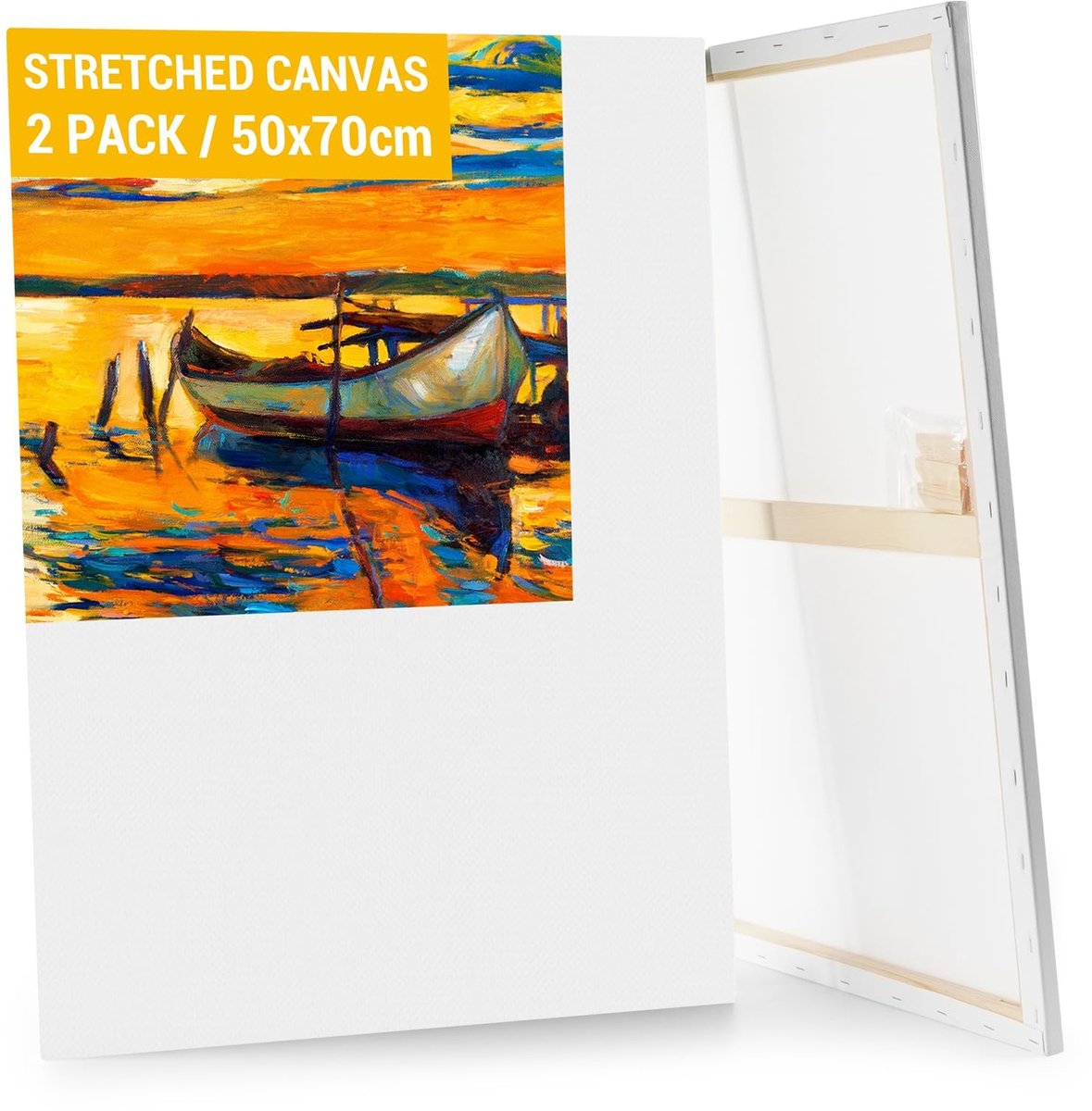 Famanu – Schilderdoeken set van 2 stuks, blanco groot schilderdoek 80 x 100 cm, ideaal voor kunstenaars en hobbyisten
