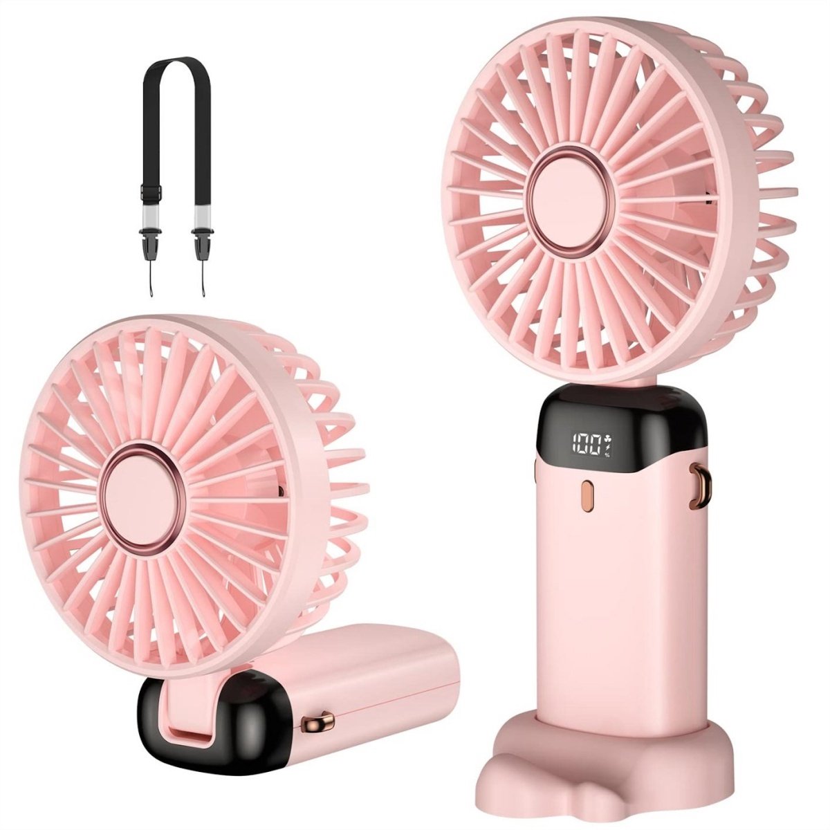 GELLDG USB-ventilator - Draagbare Mini Ventilator met 5 Snelheidsstanden - 90° Verstelbare Uitblaasrichting - Geschikt voor Kantoor en Outdoor Gebruik - 188x90x46.5mm - Kunststof - Oplaadbaar