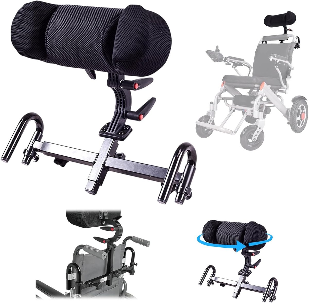 Wheelchair Headrest Adjustable,Universal Neck Support Head Pillow for Wheelchair 30-50cm Adjustable 90° Swivel - ShopVlot