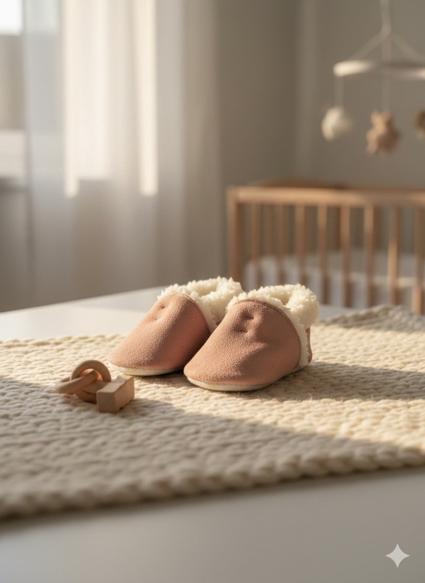 Stabifoot Babyslofjes – Zacht Leer – Cadeaudoos - Linnen zakje - Barefoot - Elva Antique 0-3