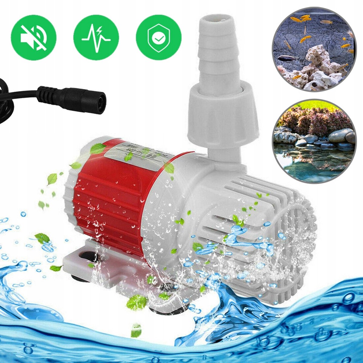 12V Dompelpomp 20W - Maximaal Debiet 1100 L/U Maximale Opvoerhoogte 5M Keramische As Geluidsarm Demonteerbaar Zonder Gereedschap - Voor Fonteinen Op Zonne-Energie, Vijvers, Aquaria En Hydrocultuur - Rood