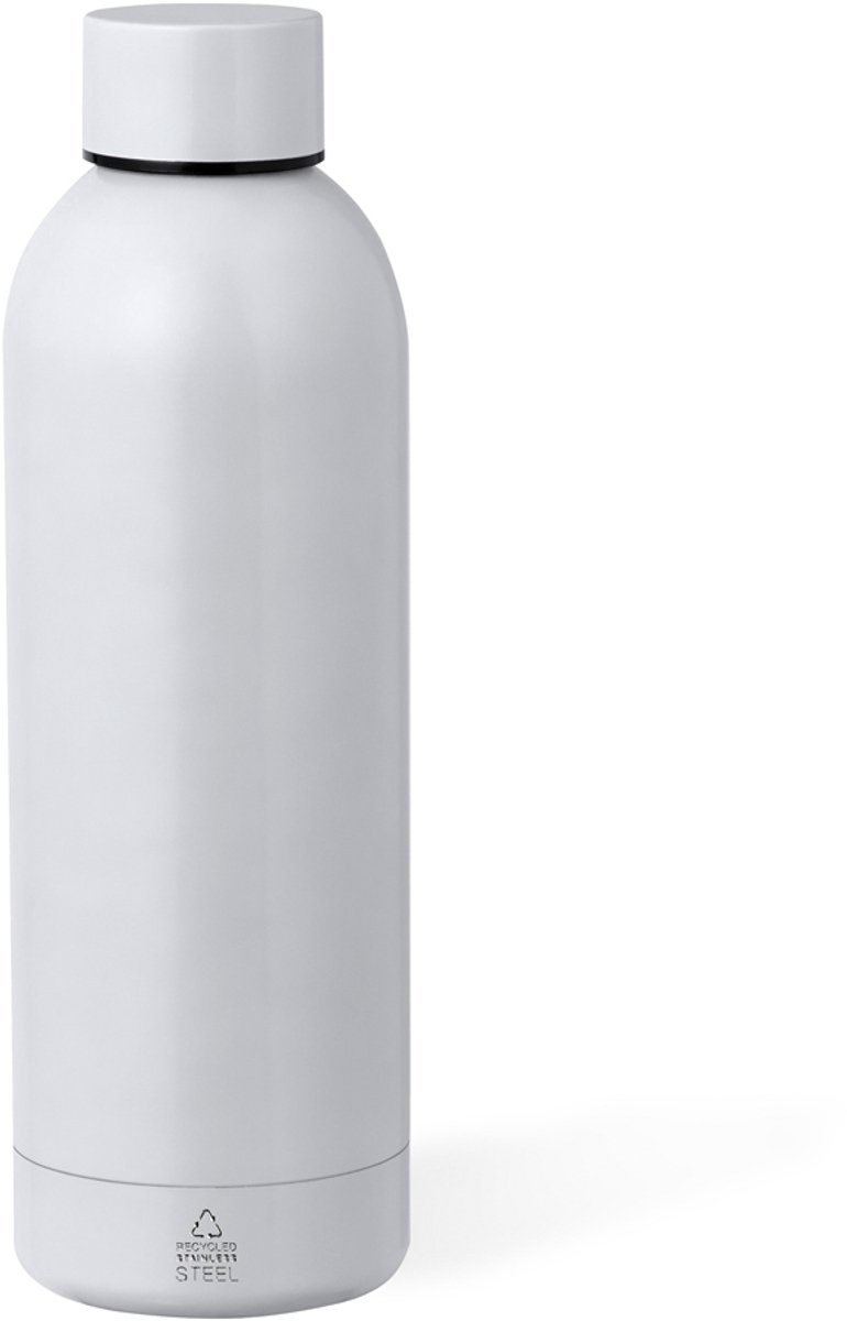Thermische fles van gerecycleerd roestvrij staal met dubbele laag. Capaciteit van 550 ml Keono Wit