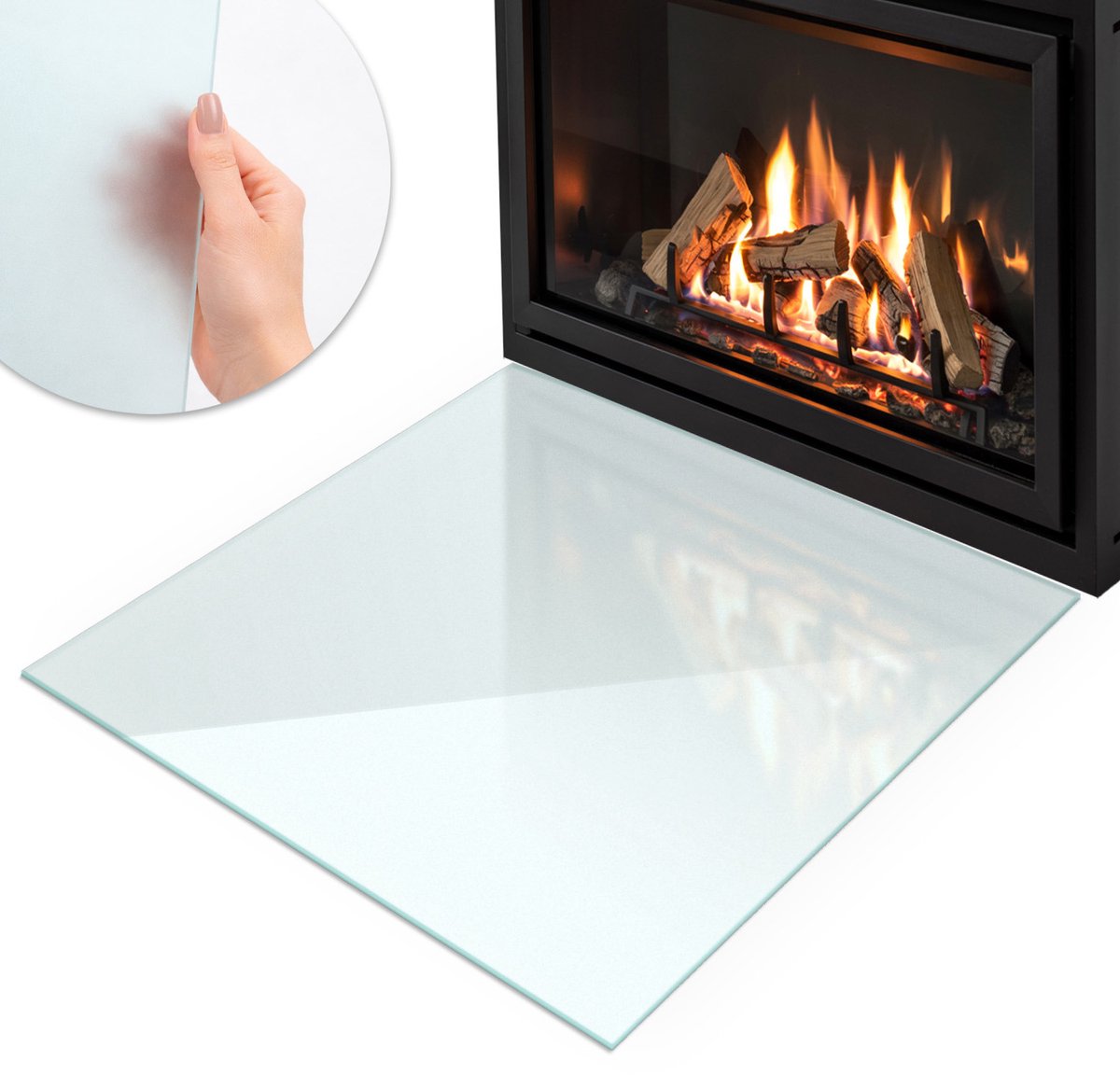 Coloray - Vloerplaat openhaard - 50x50cm - Halftransparant Vierkant - Plaat voor onder houtkachel - Bescherming van de vloer