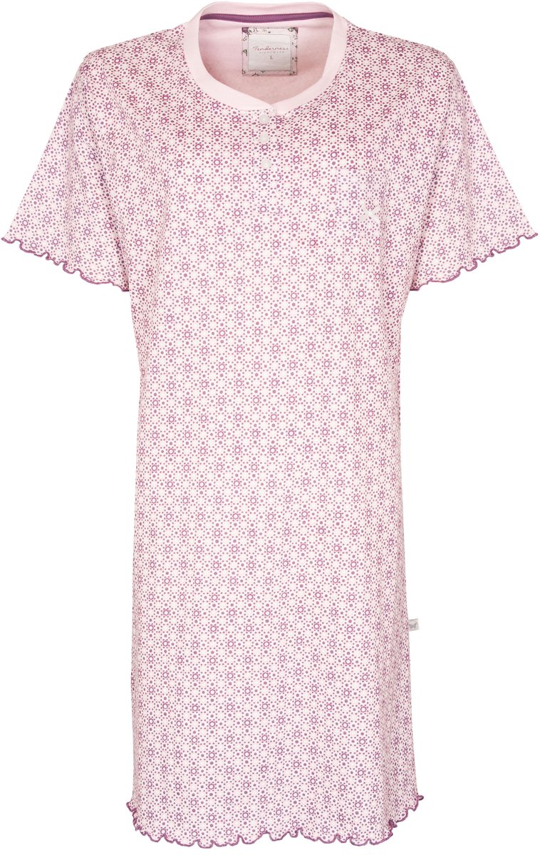 Tenderness Dames Nachthemd - 100% Katoen - Lichtroze - Maat M