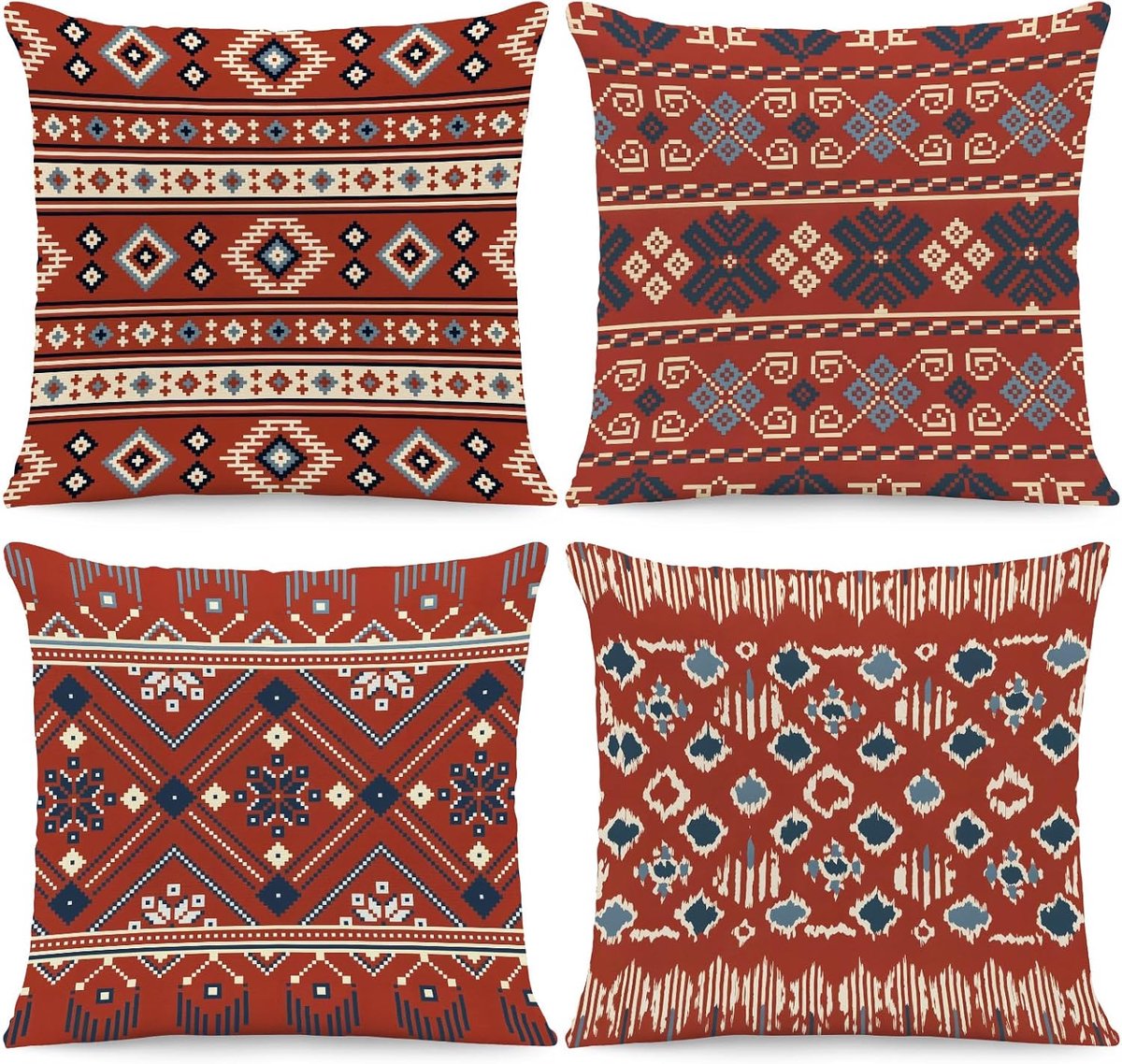 Boho etnische geometrische kussenslopen, 45 x 45 cm, set van 4 - ShopVlot