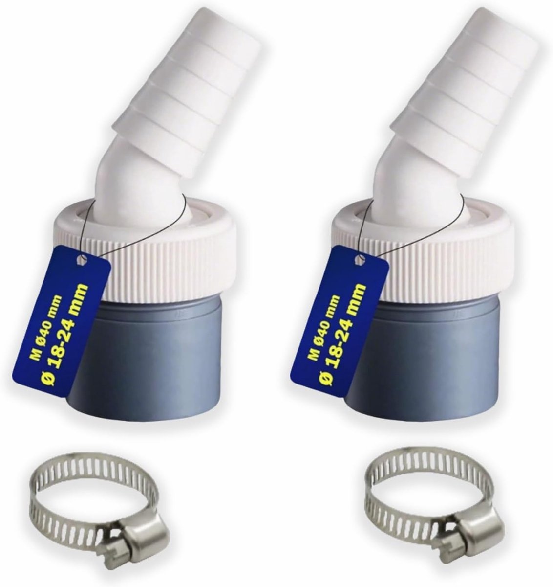 2 Stuks Afwasmachine Afvoeradapter, Wasmachine-Aansluiting Afvoer, PP, 40mm,voor Wasmachine, Vaatwasser, Droger - ShopVlot