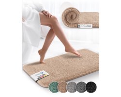 Beautissu BeauMare FL Badmat Antislip 100x60 cm Natuur Hoogpolig Tapijt Voor Vloerverwarming Zacht Badmat voor Douche Badkuip WC