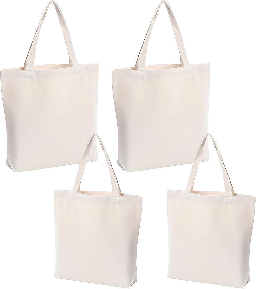 Linnen tasjes onbedrukt - Crèmekleurig - 45 x 15 x 35 cm - Katoenen Herbruikbare Tas - Voor Boodschappen en Dagelijks Gebruik