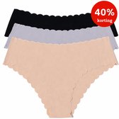SUPERZACHT! Naadloos Ondergoed (Maat 36) | 3-Pack: Zwart, Huidskleur & Lichtblauw | Al meer dan 500 tevreden klanten | The Oh Collective | Ademend | Perfect voor onder sportleggings | Hipster | Seamless | Sportondergoed