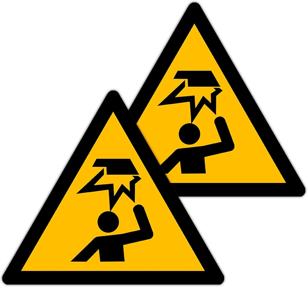 obstakelsticker driehoek W020 - polyester geel zwart - zelfklevend - waarschuwt voor gevaren - ShopVlot