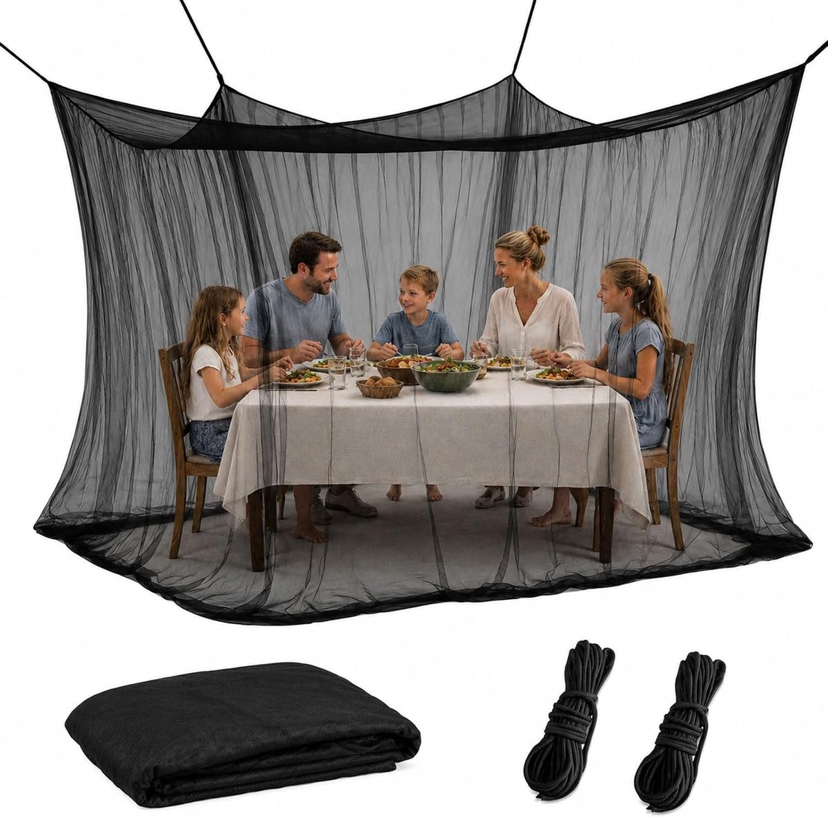 Muggennet 300 x 300 x 250 cm - Zwart met Eéndeurontwerp - Duurzaam Insectenbescherming - Ideaal voor Tuin en Camping - ShopVlot