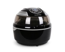Klarstein VitAir Turbo Heteluchtfriteuse - 1400 W heteluchtfriteuse, Airfryer met 10 liter garruimte, 50 tot 230 °C, Timer, Halogeen-infrarood verwarmingselement, Koepeldesign, zwart-grijs