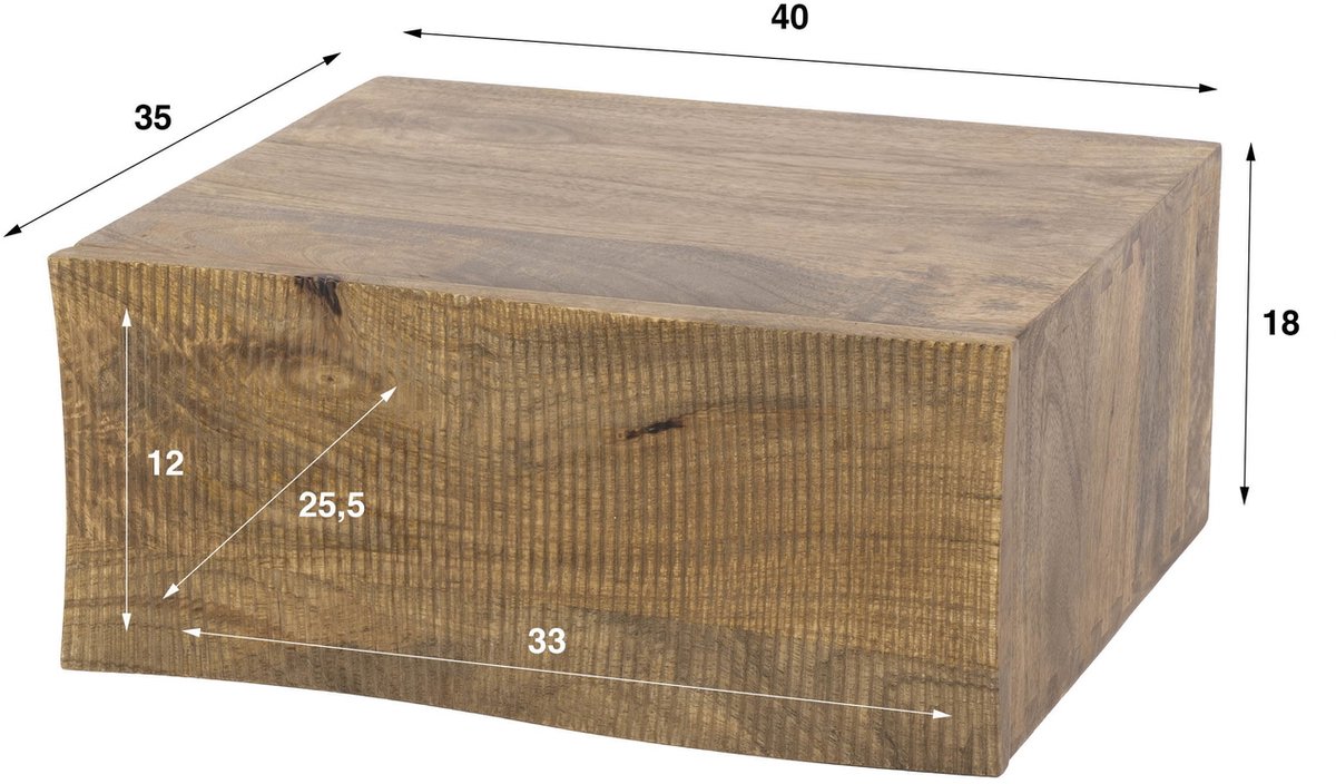 Giga Living Nachtkastje Ocean - Zand Hout - 35x40x18cm