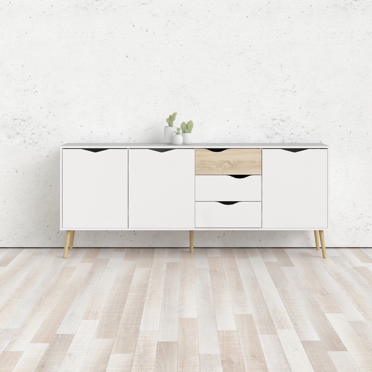 Giga Living Dressoir Oslo - Wit/Naturel - 200x80x40cm
