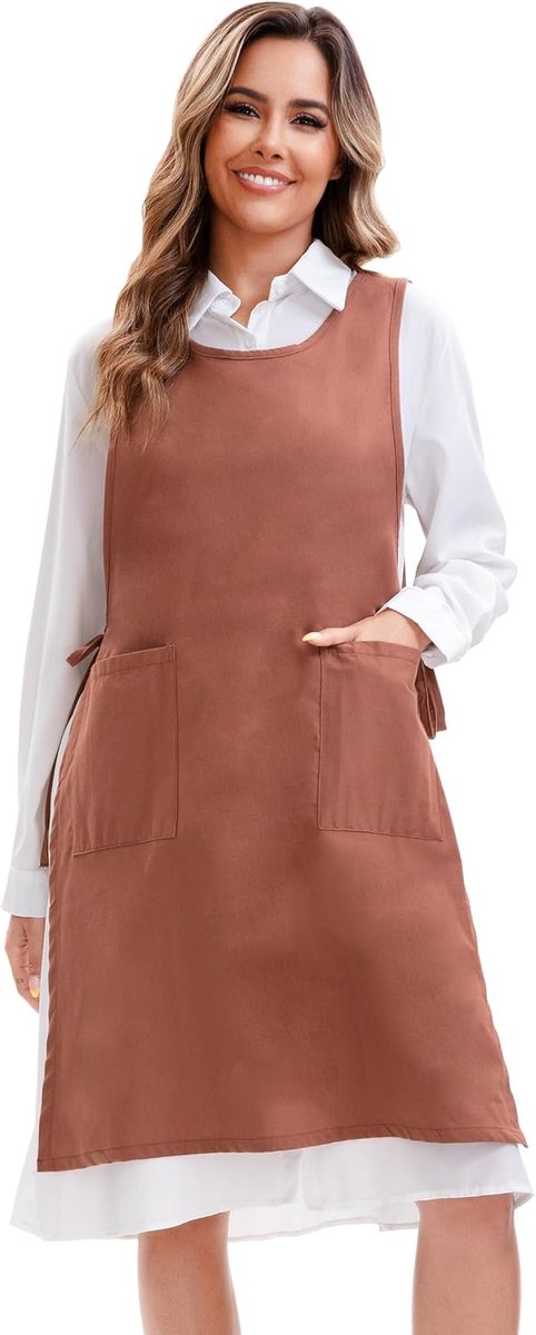 Keuken Schort Dames - Katoen met Print - 2 Zakjes - Ideaal voor Koken en Tuinieren - ShopVlot