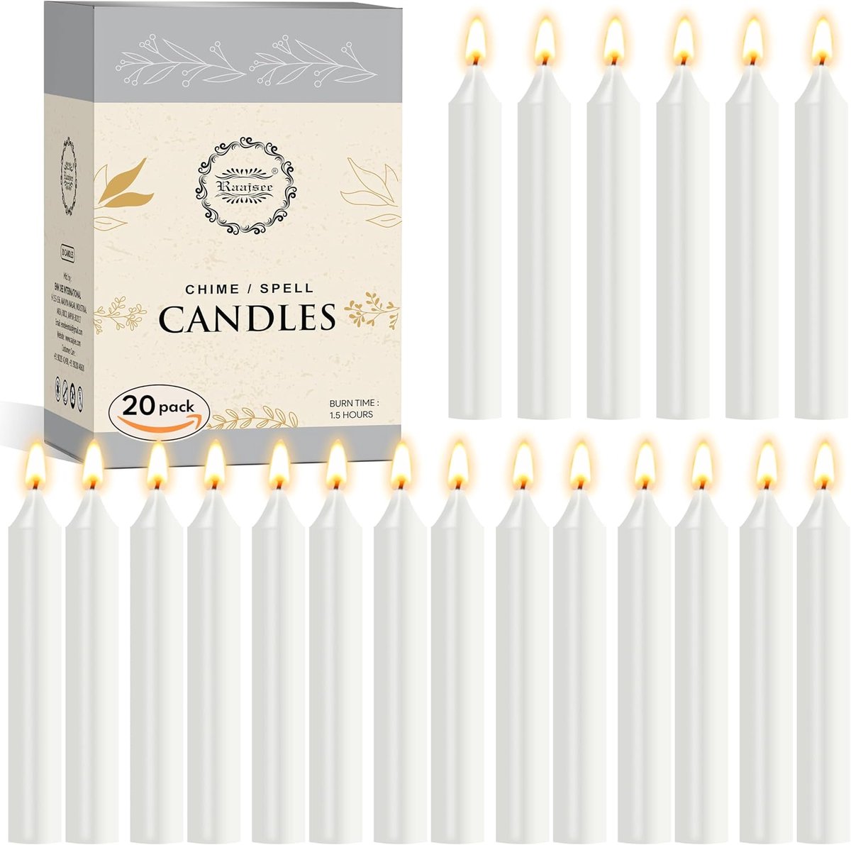 Raajsee Unscented Mini-Conical Candles Pack of 20, White - 5 Inch (H) Dinner Candle Sticks - Smokeless and Dropless - ShopVlot