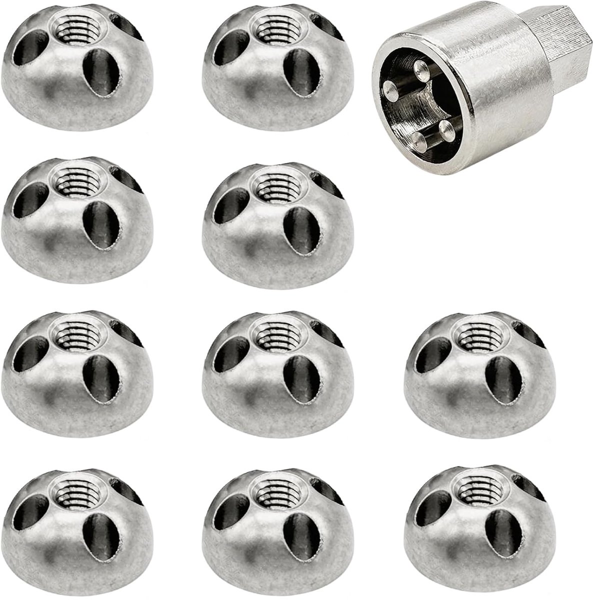 Anti-diefstal moerset 10 M8 x 1.25 mm - roestvrij staal - met speciale sleutel - voor beveiliging van apparatuur - ShopVlot