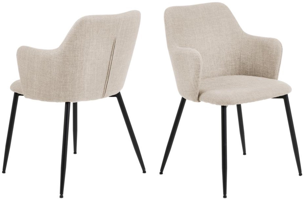 Eetkamerstoel Beige - Incl. Armleuning - 58,5x55x84,5cm