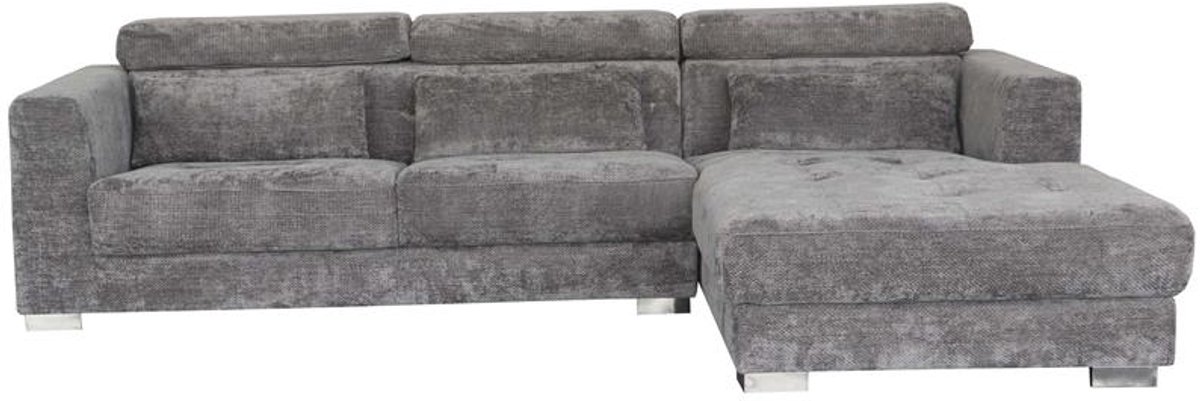 Tower Living Chaise Longue Bank Brighton - Lichtgrijs Stof - Rechts - 281x196x76cm