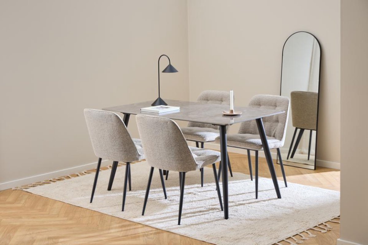 Giga Living Eetkamerstoel Zion - Beige - Stof - 50x55x84 cm - Set van 2