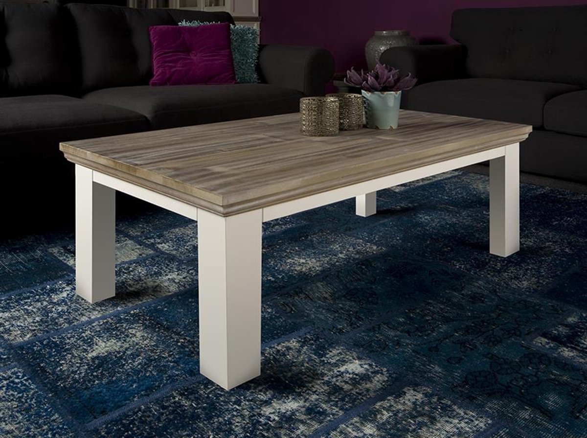 Tower Living Salontafel Fleur - Rechthoek Wit Hout - 130x75x45cm