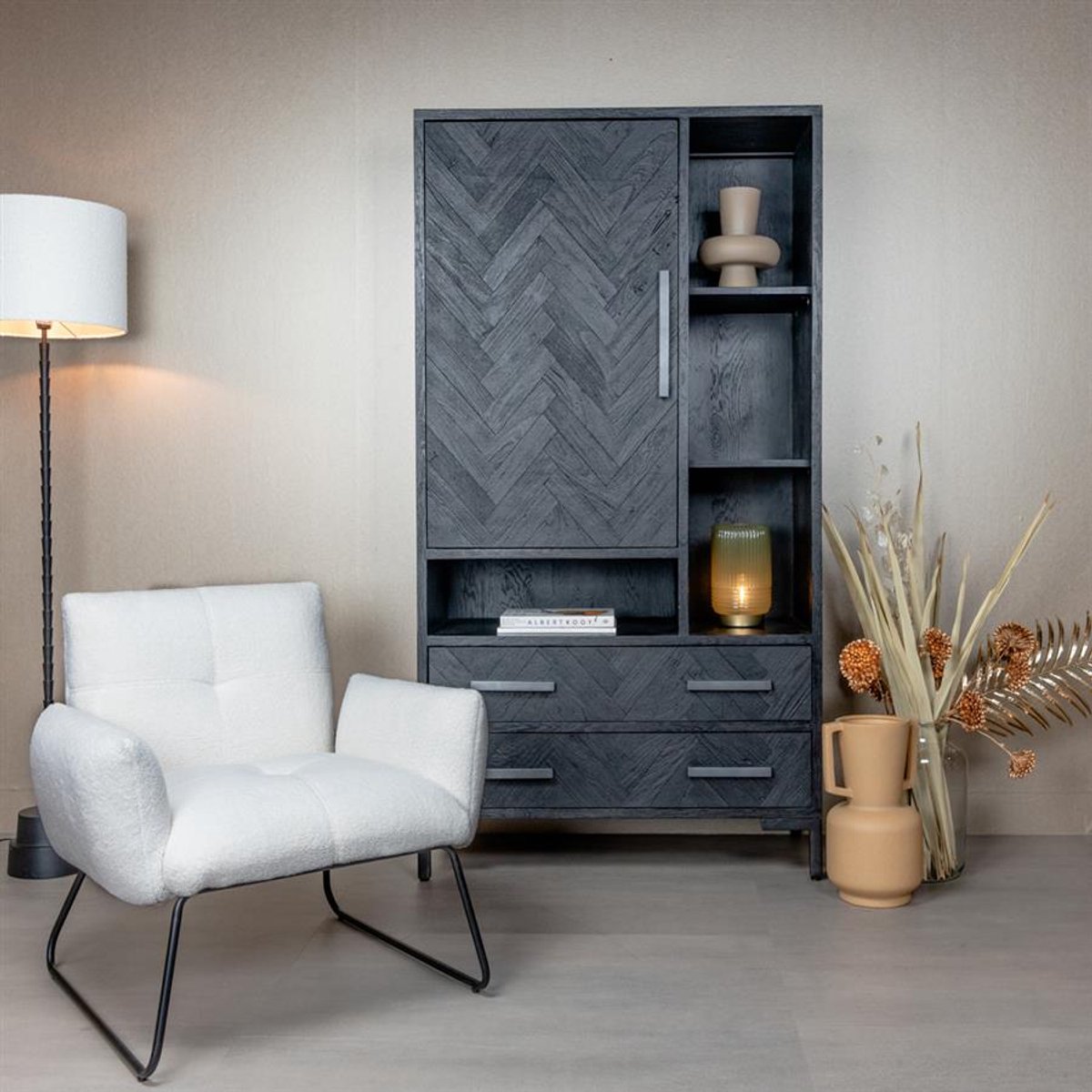 Tower Living Fauteuil Dante - Wit Stof - met armleuning - 74x76x78cm