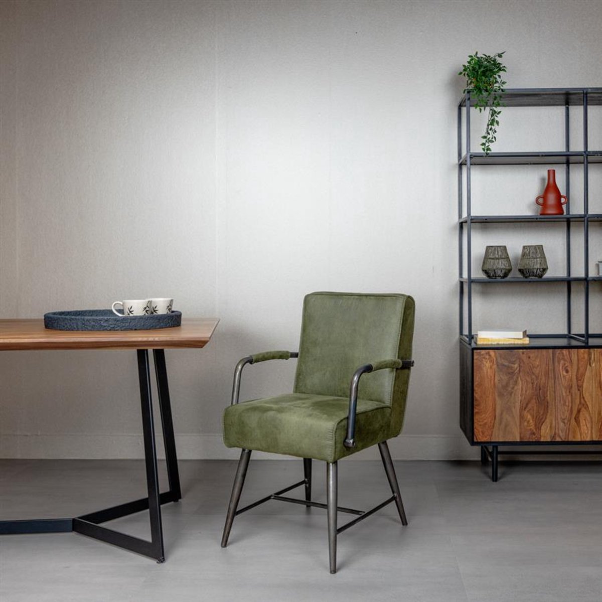 Tower Living Eetkamerstoel Belmonte - Groen Stof - 62x62x86cm