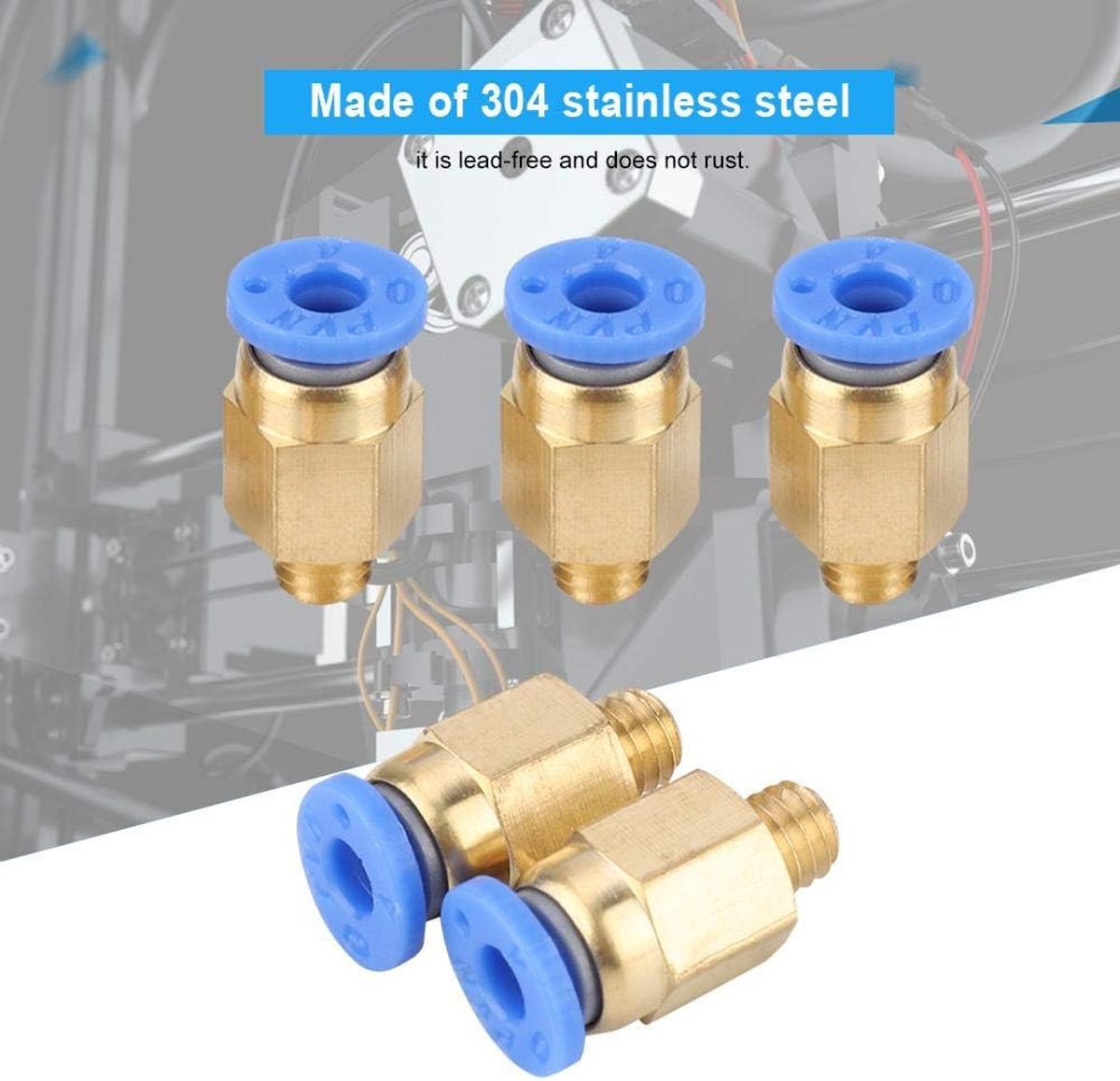 Pneumatische voederconnector 5PCS - 304 roestvrij staal - duurzaam en robuust - geschikt voor PU en nylon slangen - ShopVlot
