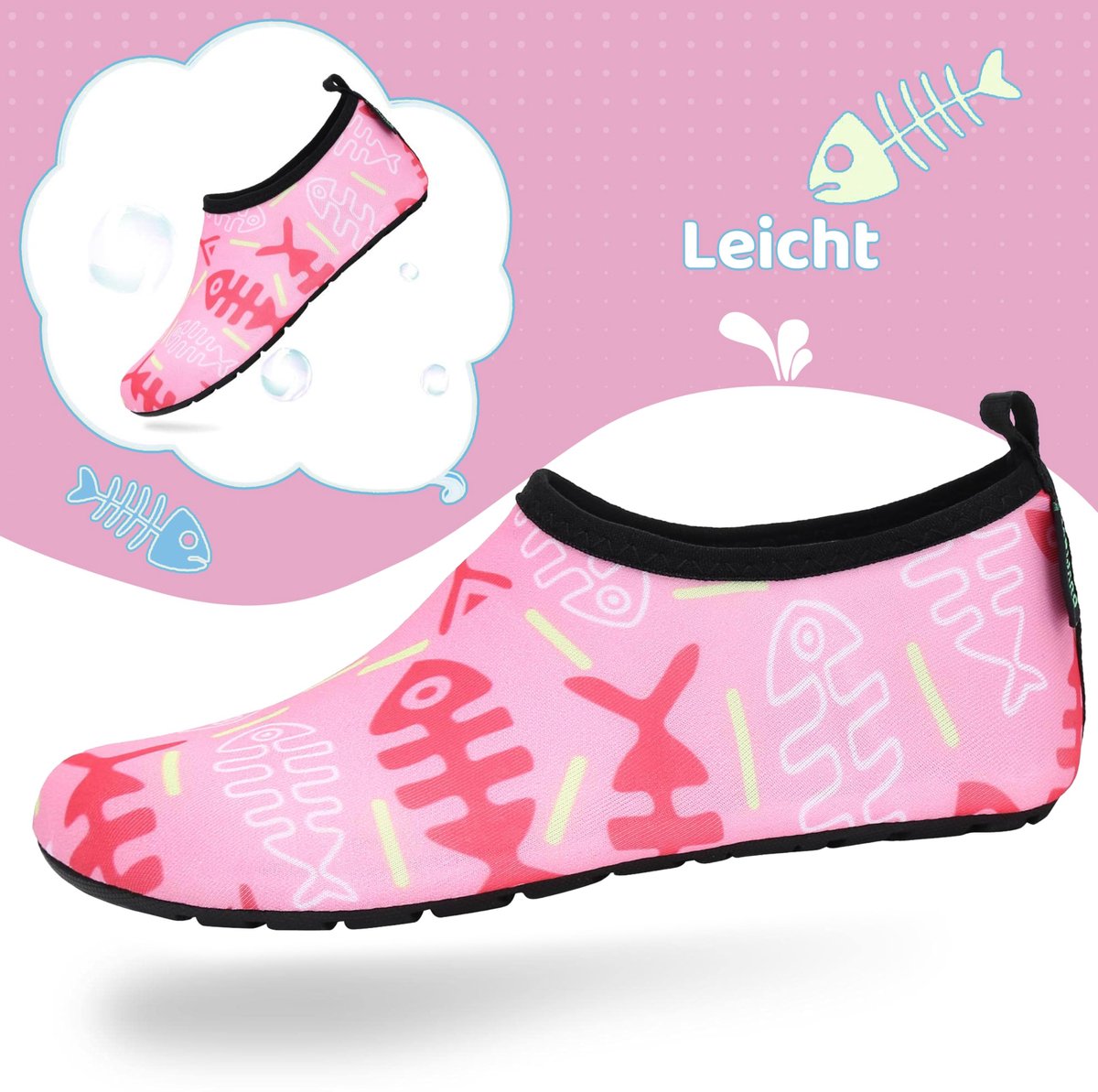 SAGUARO Zomerbadschoenen voor kinderen, waterschoenen, slip-on zwemschoenen, lichte waterschoenen, antislip - ShopVlot