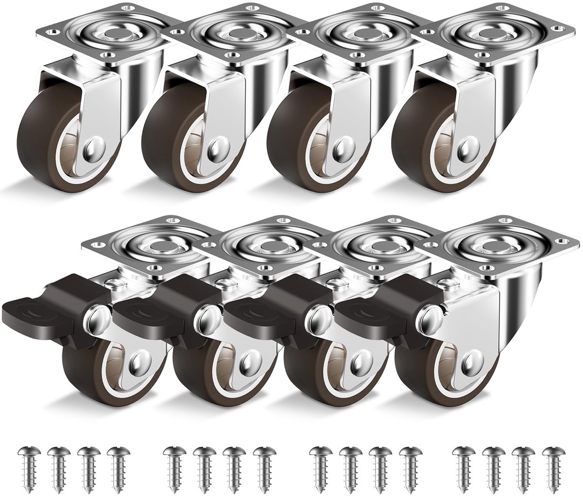 Meubelwielen 38mm - Draaibaar - Tot 180 kg belastbaar - Perfect voor verplaatsen van meubels - ShopVlot