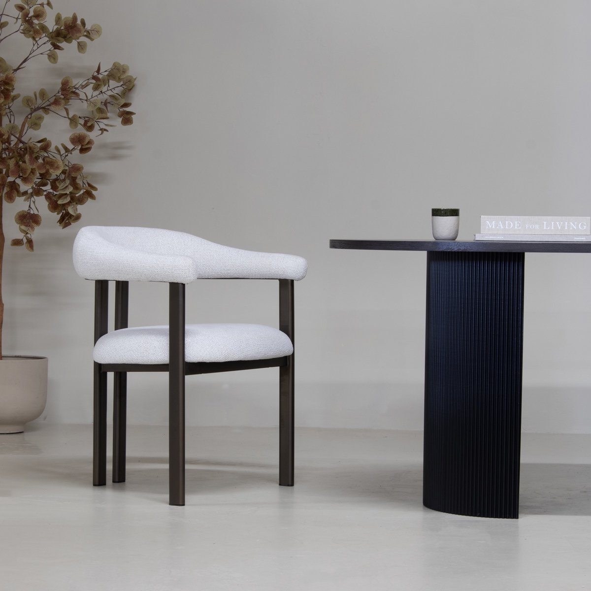 DÉJA Living Eetkamerstoel Odense - Stof - Off-White/Brons - Set van 2