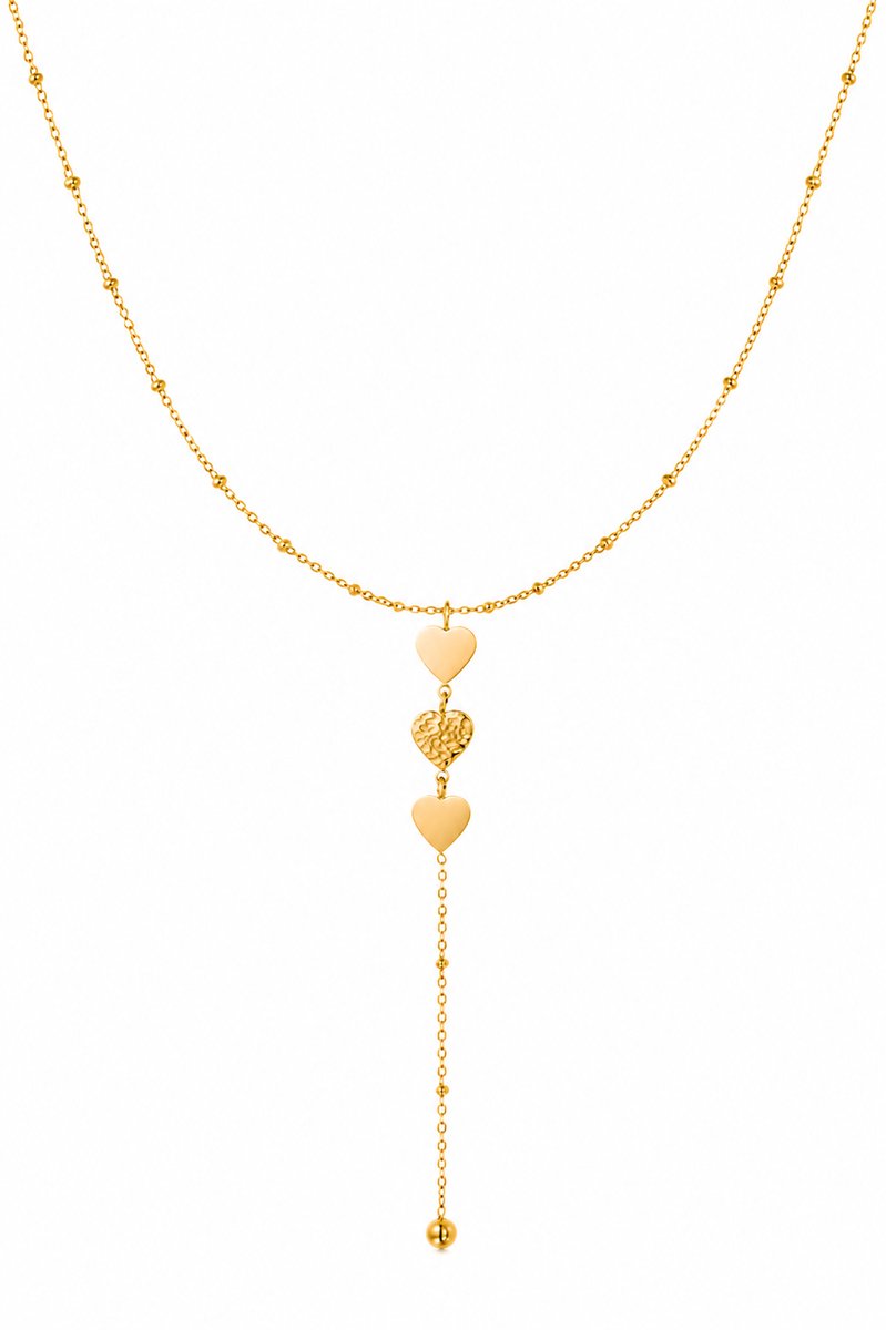 Miwalabel® - Hart ketting dames - Y-Ketting - Gold plated - Open hart - Steentjes - Sieraden - Y-Halsketting - Cadeau voor vrouw - 35 - 40cm verstelbaar - Goud - Minimalistisch
