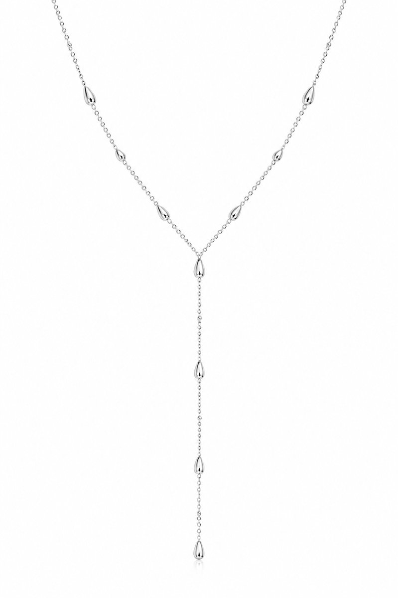 Miwalabel® - Hart ketting dames - Y-Ketting - Gold plated - Open hart - Steentjes - Sieraden - Y-Halsketting - Cadeau voor vrouw - 40 - 45cm verstelbaar - Zilver - Minimalistisch