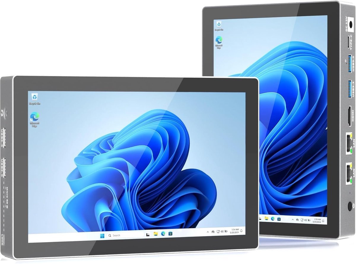 7 Inch Touch Screen Mini PC, Intel N95 Win 11 Pro, 8GB RAM 128GB eMMC, 2.5GbE LAN, Dual HDMI 4K Monitor, 1080P Video - ShopVlot