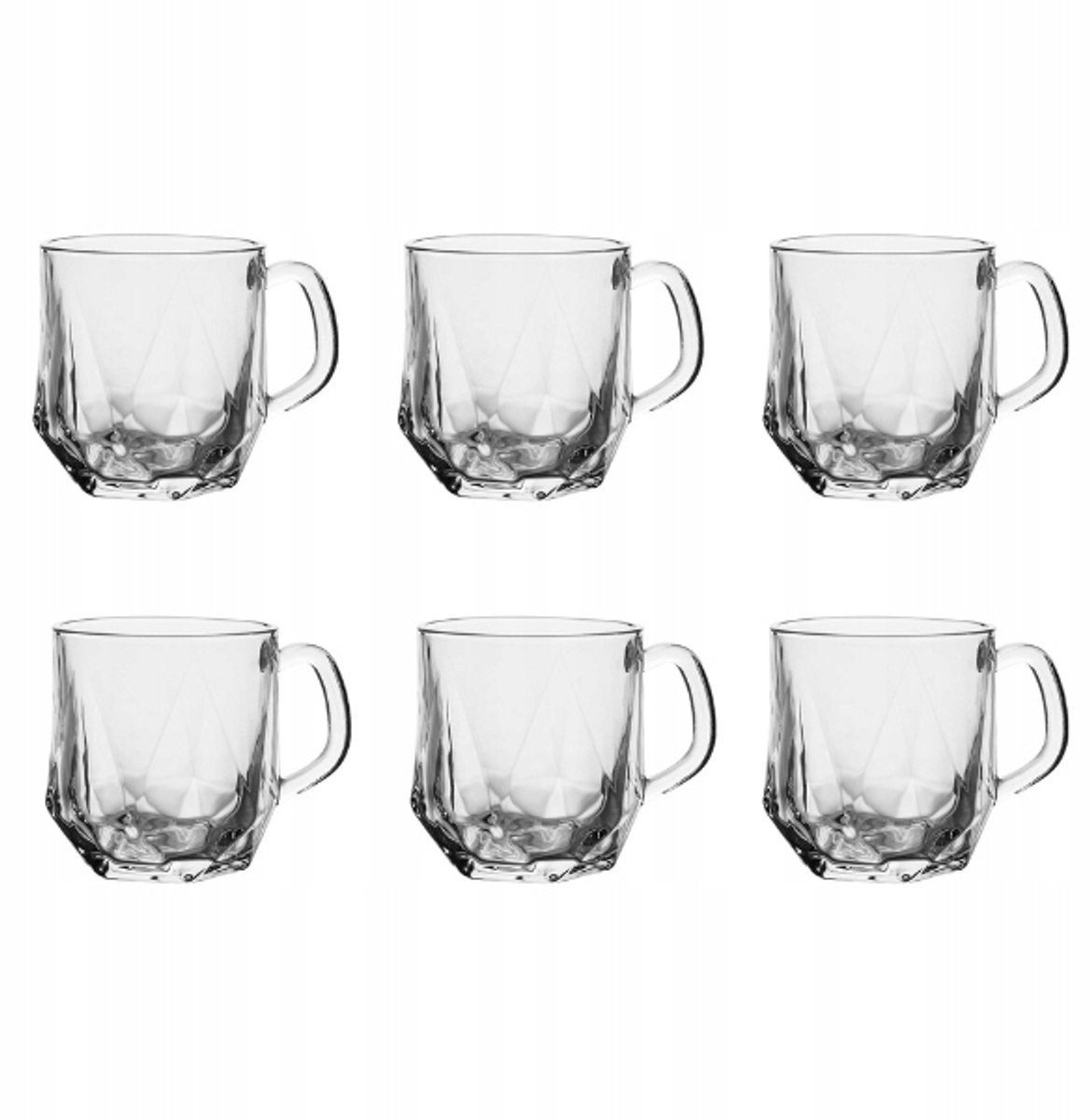 6x Glazen Mokken met Handvat 300ml - Set voor Koffie & Thee