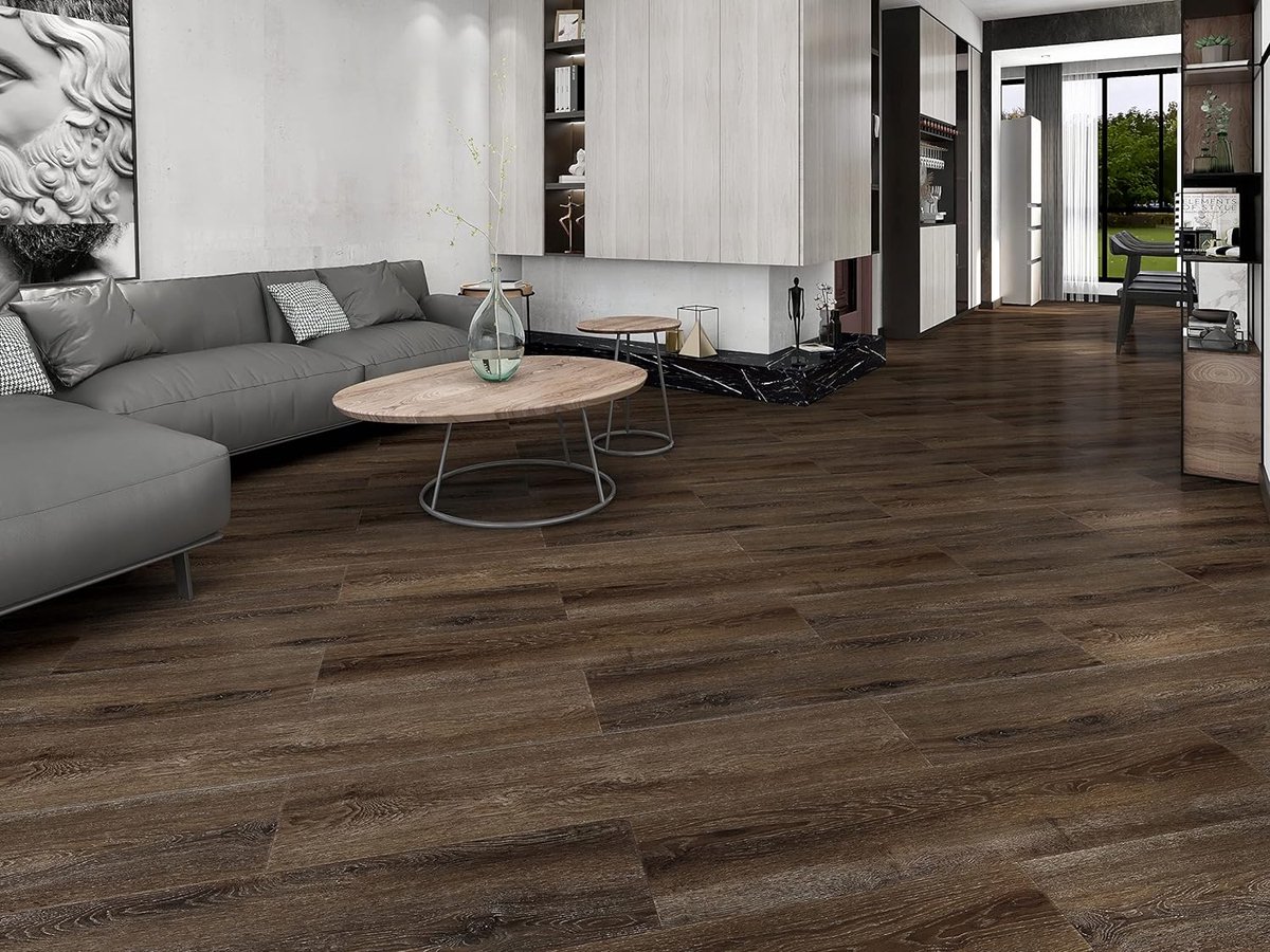 REDOM - Vinyl vloerplank - Clicksysteem - 0,5 mm slijtlaag - Geschikt voor vloerverwarming - Houtlook - Woonkamer - Kunststof - Lichtgrijs - 112 x 22,8 cm