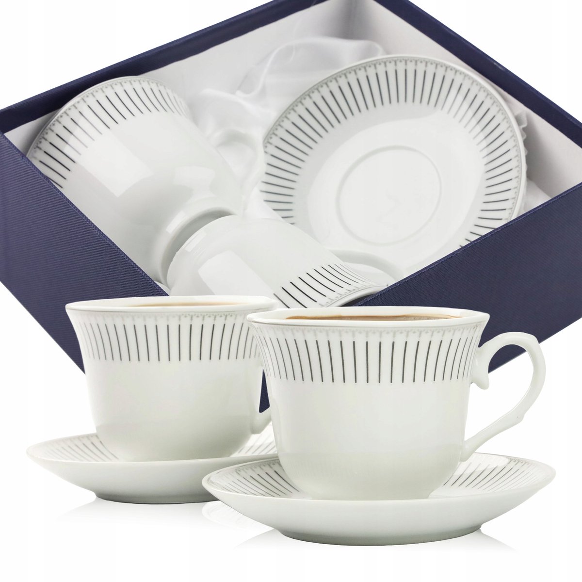 Porseleinen Koffiekopjes met Schotels - 2 stuks, 250 ml
