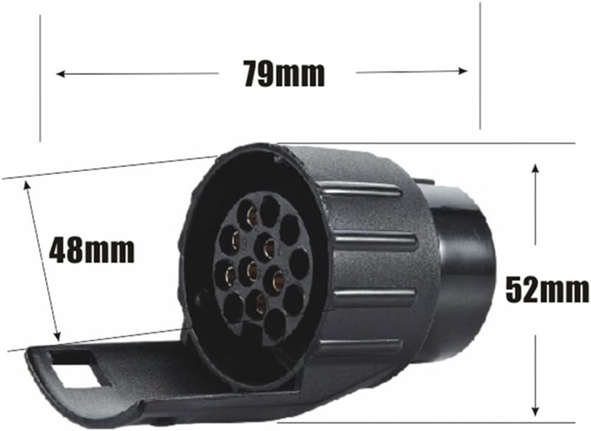 Aanhangeradapter 7 naar 13 polig - Waterdicht - 12 V - Robuust ABS-kunststof - Geschikt voor Personenauto's en Vrachtwagens