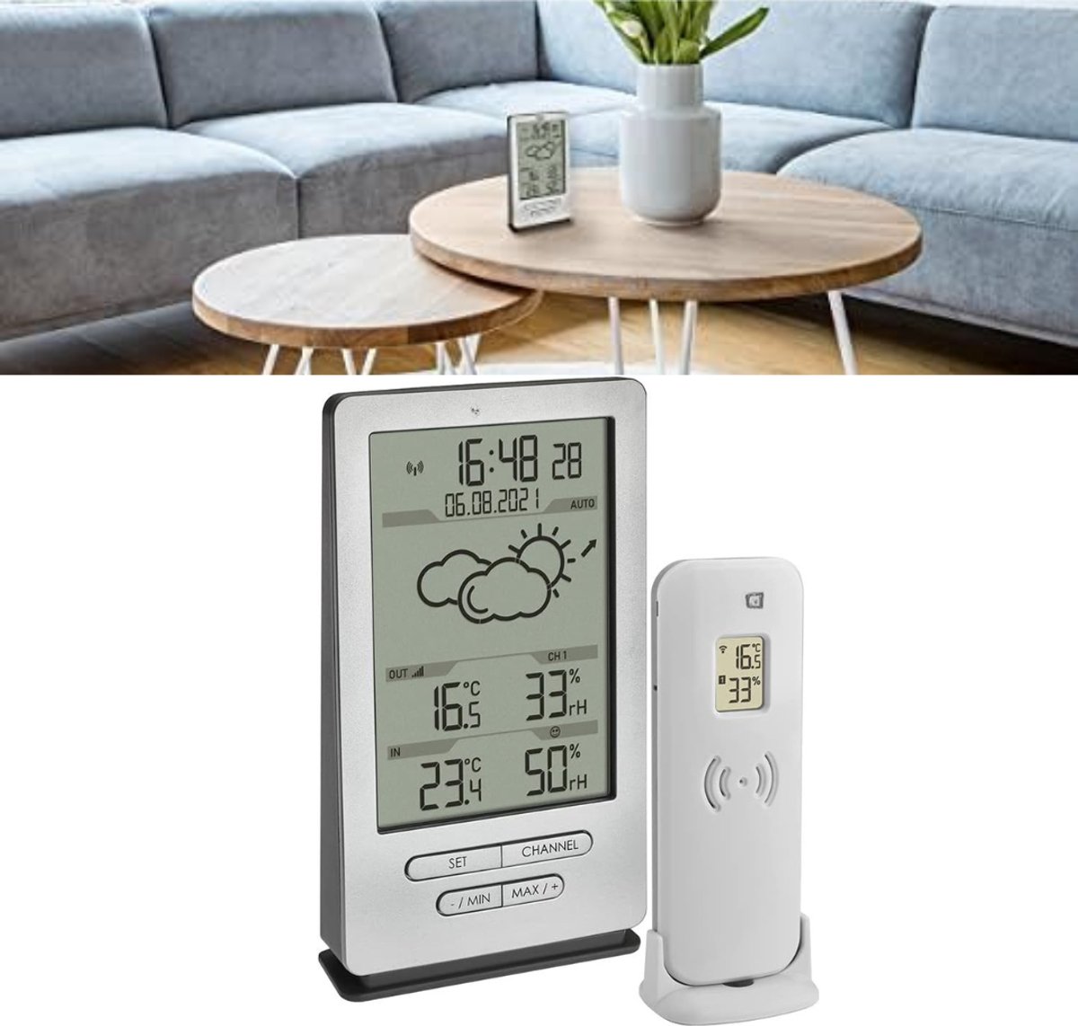 Zavio® Weerstation Binnen en Buiten - Weerstation Draadloos Binnen Buiten - Weerstation met Buitensensor